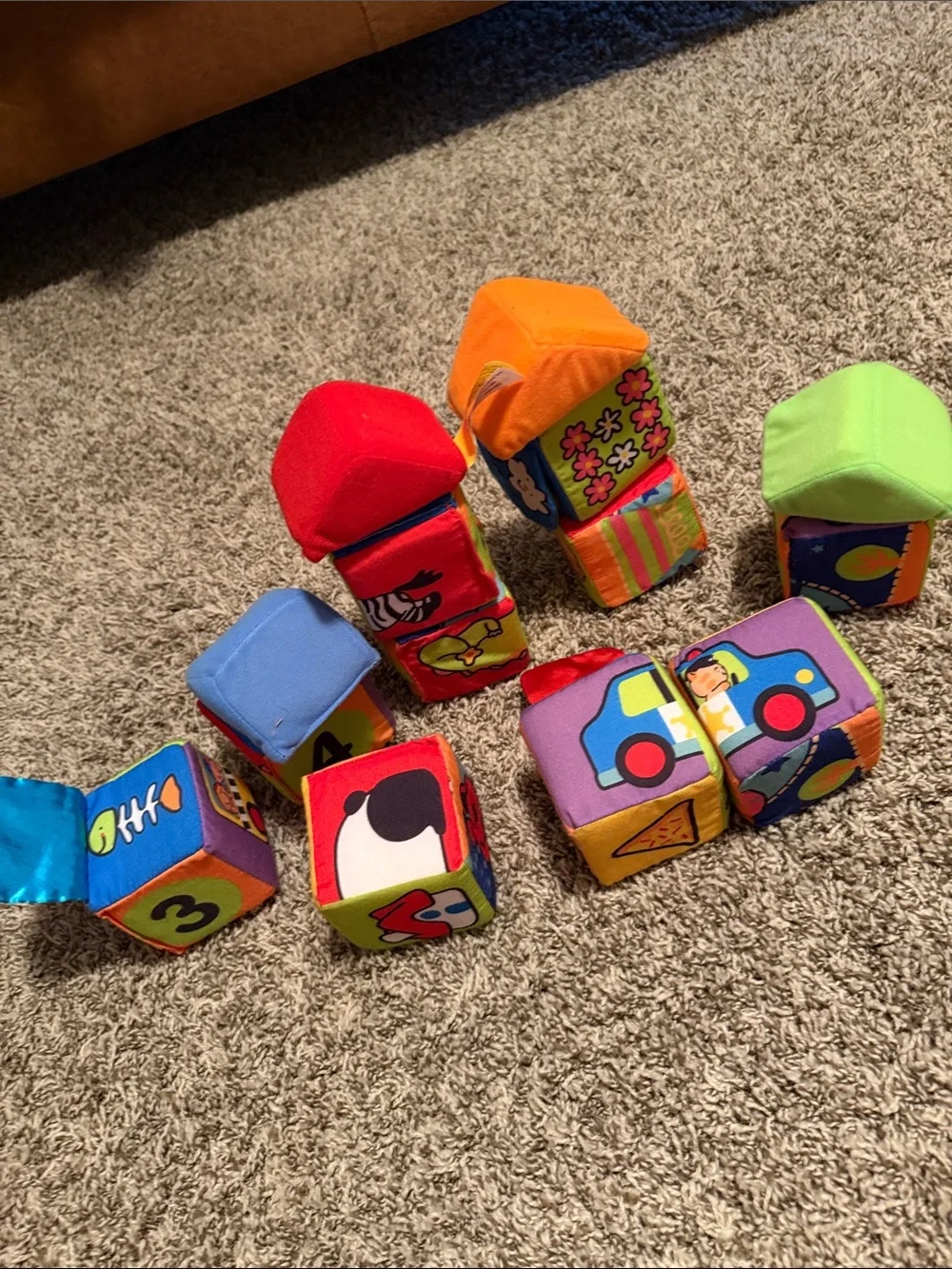 Melissa & Doug Soft Plush Activity Blocks - Red, Orange, Green, Blue, Purple